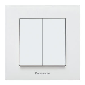 Commutateur Double Panasonic Karre 10A 250V/Cadre En Métal Avec Griffes/Clé Blanc